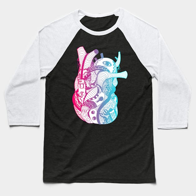 Dual Color Light Heart Baseball T-Shirt by kenallouis